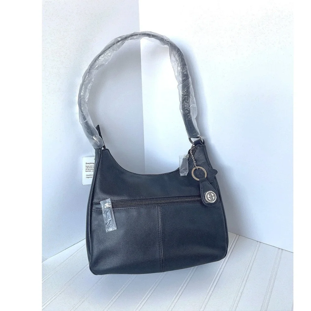 NEW Giani Bernini Black Leather Nappa Hobo Bag Shoulder Purse Quiet Luxury Chic